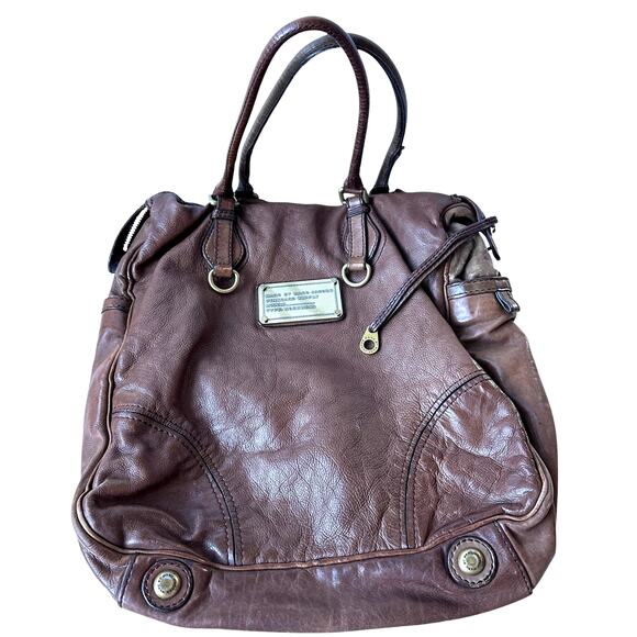 Marc by Marc Jacobs Shoulder Bag Brown Faux Leather Standard Supply 14"x14"x5" - Picture 2 of 12